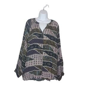 Daily Thread Flowy Boho Button Down Blouse NWOT Sz 3X